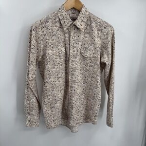 Rafter C Shirt Mens XL Beige Paisley Western Pearl Snap Cowboy Long Sleeve